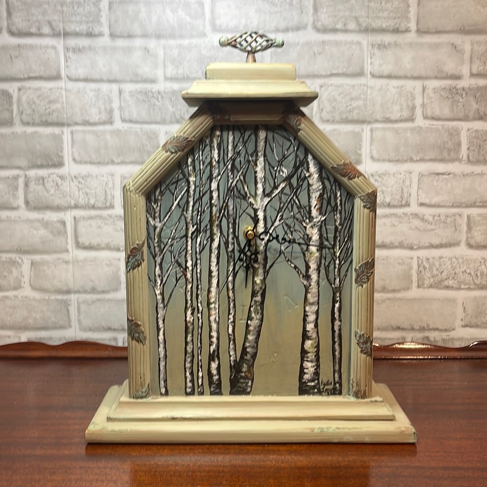 Hand painted birch tree clock
